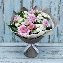 Букет цветов из:  Герберы, Альстромерии и Хризантемы в Луге