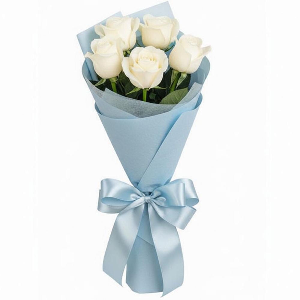 Букет 5 Белых роз Проуд в Луге