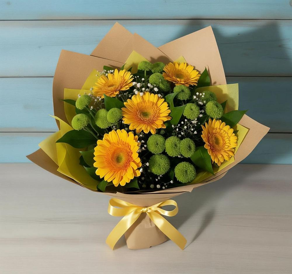 Букет цветов из: Герберы и Хризантемы в Луге