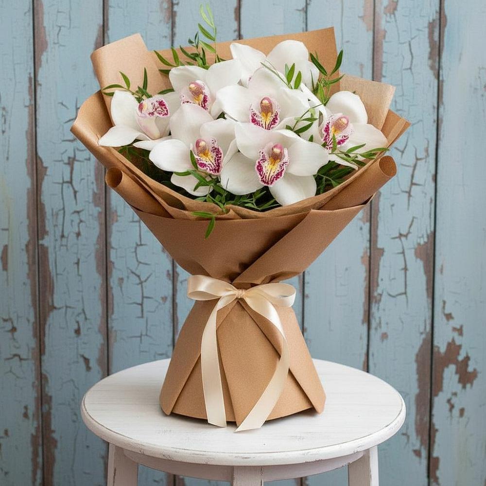 Букет цветов из: Орхидеи и Розы в Луге