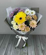 Букет цветов из:  Розы, Герберы и Хризантемы в Луге