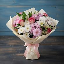 Букет цветов из:  Хризантемы, Альстромерии и Розы в Луге