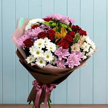 Букет цветов из:  Розы, Хризантемы и Альстромерии в Луге
